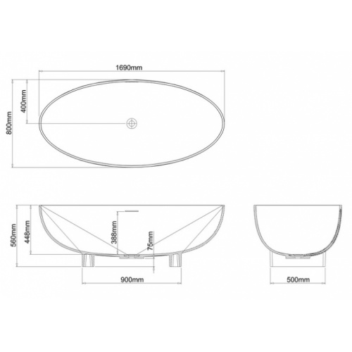 Baignoire à poser CLEARWATER Lacrima N12 ld Baignoire à poser CLEARWATER Lacrima N12 ld