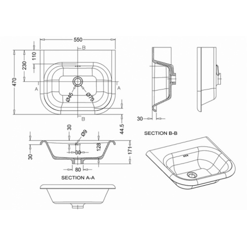 Lavabo CLEARWATER Tradition 55cm à encastrer Clearwater vasque classique 55 cm b7e Lavabo CLEARWATER Tradition 55cm à encastrer Clearwater vasque classique 55 cm b7e