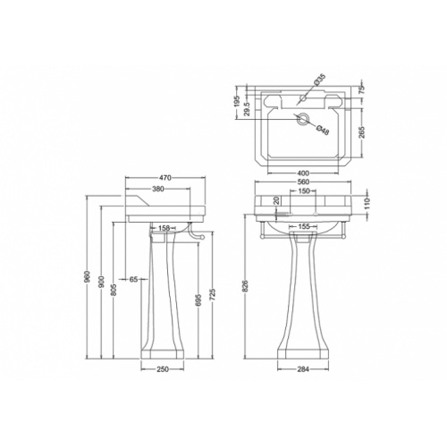 Vasque rectangulaire et colonne réhaussée Edouardien BURLINGTON 56 cm Vasque 56 cm rectangulaire + colonne rehaussée edouardien burlington b4 + p9 Vasque rectangulaire et colonne réhaussée Edouardien BURLINGTON 56 cm Vasque 56 cm rectangulaire + colonne rehaussée edouardien burlington b4 + p9
