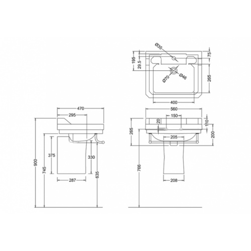 Vasque rectangulaire et demi-colonne Edouardien BURLINGTON 56 cm Vasque 56 cm+demi colonne edouardien burlington côtes Vasque rectangulaire et demi-colonne Edouardien BURLINGTON 56 cm Vasque 56 cm+demi colonne edouardien burlington côtes