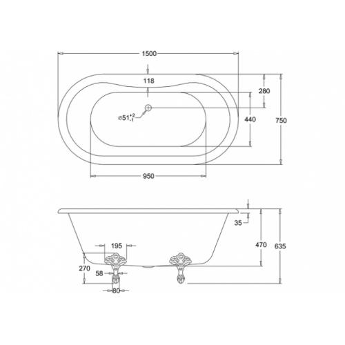 Baignoire Windsor BURLINGTON 150 cm - Pied traditionnel Chromé Baignoire windsor 150cm burlington pied traditionnel côtes Baignoire Windsor BURLINGTON 150 cm - Pied traditionnel Chromé Baignoire windsor 150cm burlington pied traditionnel côtes