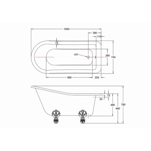 Baignoire Buckingham BURLINGTON 150 cm - Pied griffé Chromé Baignoire buckingham 150cm burlington pied griffé côtes Baignoire Buckingham BURLINGTON 150 cm - Pied griffé Chromé Baignoire buckingham 150cm burlington pied griffé côtes