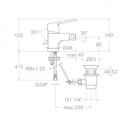 Mitigeur bidet Economie d'eau avec vidage laiton - 550302 VA(1167) 550302 ramon soler aquanova fly cotes Mitigeur bidet Economie d'eau avec vidage laiton - 550302 VA(1167) 550302 ramon soler aquanova fly cotes