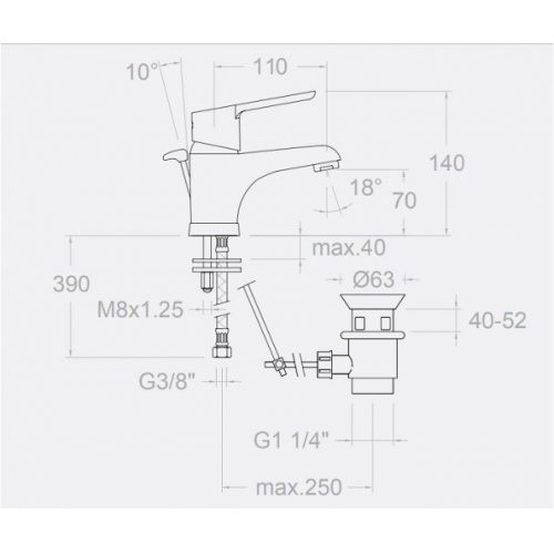 Mitigeur De Lavabo Avec Vidage Série Titanium, 180202VA9065