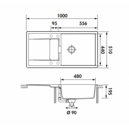 Evier de cuisine CRISTADUR Mono Grande cuve Stone Cristadur mono grande cuve evc 19011 côte 1 Evier de cuisine CRISTADUR Mono Grande cuve Stone Cristadur mono grande cuve evc 19011 côte 1