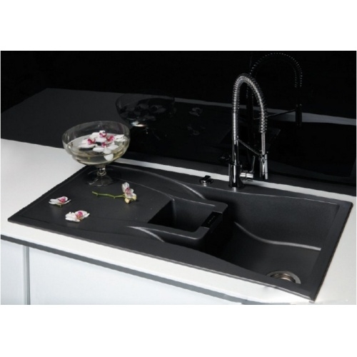 Évier de cuisine CRISTADUR Waterfall 1.5 Cuves Magma Cristadur waterfall evc 1511 ambiance3