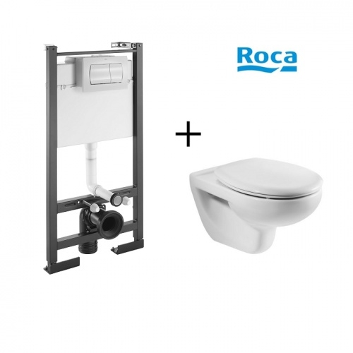 Ensemble WC Bâti-support N-Fix universel + plaque Blanche + cuvette MITOS - ROCA Pack wc roca bati n fix et cuvette mitos