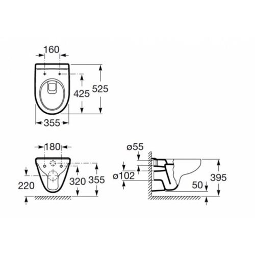 Ensemble WC Bâti-support N-Fix universel + plaque Blanche + cuvette MITOS - ROCA Cuvette mitos côtes