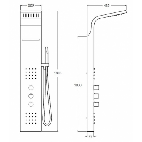 Colonne de douche thermostatique avec cascade Evolution Roca