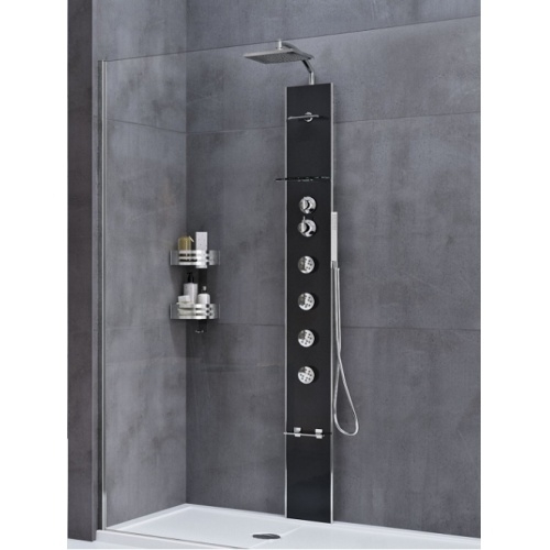 Colonne de douche CASCATA 1 Noir Mitigeur thermostatique - Novellini Cascata 1 noir ambiance novellini copie Colonne de douche CASCATA 1 Noir Mitigeur thermostatique - Novellini Cascata 1 noir ambiance novellini copie
