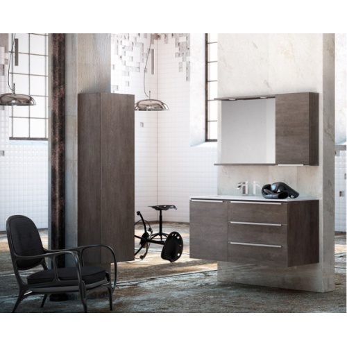 Meuble LEGEND Havane Brut Plan Résine VG - Bloc Miroir Meuble LEGEND Havane Brut Plan Résine VG - Bloc Miroir