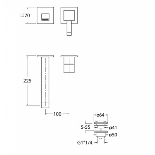 Mitigeur lavabo mural (rosace) BLACKMAT Quadri - Saillie 225 mm Qm27913 côtes Mitigeur lavabo mural (rosace) BLACKMAT Quadri - Saillie 225 mm Qm27913 côtes