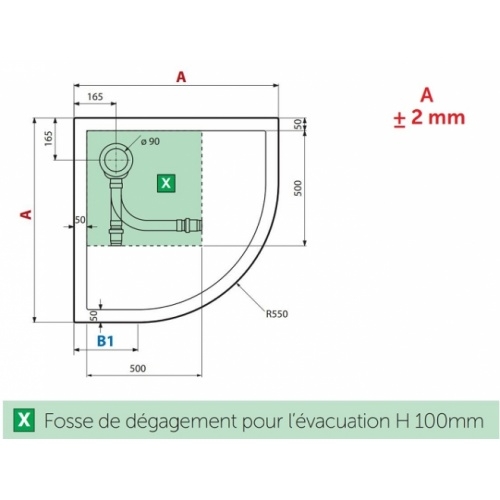 Receveur de douche 1/4 cercle New Victory 80 x 80 cm Blanc - Bord 4.5 cm 5 cm dessus Receveur de douche 1/4 cercle New Victory 80 x 80 cm Blanc - Bord 4.5 cm 5 cm dessus