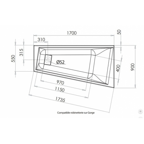 Baignoire asymétrique gain de place MAESTRO - Gauche Maestro asymètrique coupe coté version gauche2 Baignoire asymétrique gain de place MAESTRO - Gauche Maestro asymètrique coupe coté version gauche2