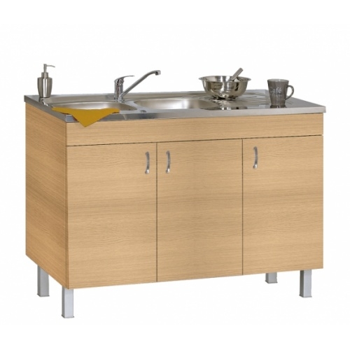 Meuble DECO-CLIP Chêne Bardolino Naturel + Évier à poser SINOPE en inox Meuble DECO-CLIP Chêne Bardolino Naturel + Évier à poser SINOPE en inox