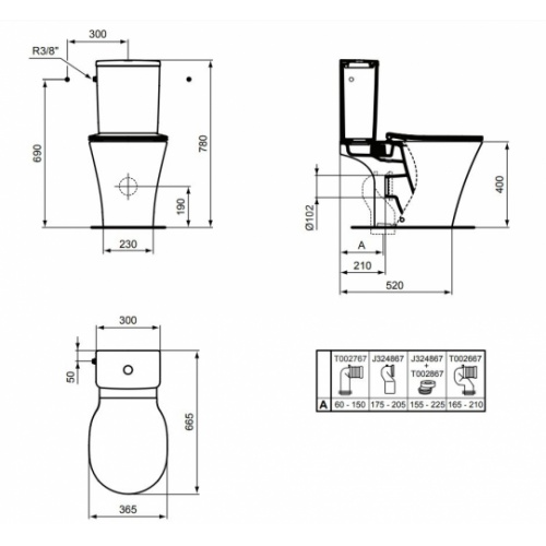 Pack WC Cube CONNECT AIR - SH - Alimentation latérale - E142301 E142301 Schéma
