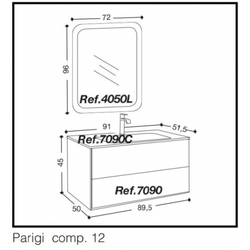 Meuble simple vasque PARIGI 91 cm - Vulcano Métal - Compo 13 12 Meuble simple vasque PARIGI 91 cm - Vulcano Métal - Compo 13 12