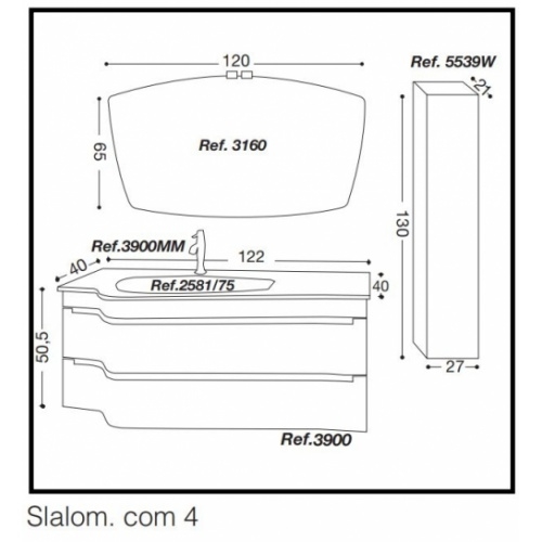 Meuble simple vasque SLALOM 122 cm - Verde Reseda Mat 4