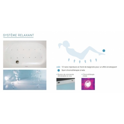 Baignoire Balnéo Ovale à encastrer 180x85 Plénitude - Tête à Droite Système massant kinedo