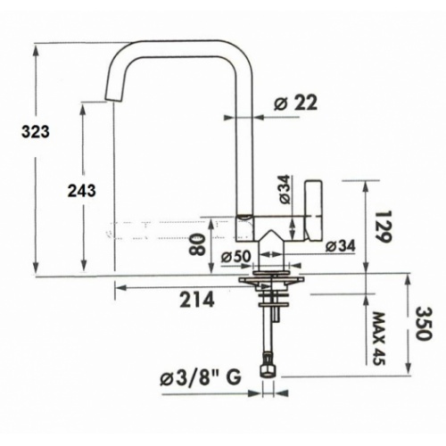 Mitigeur évier sous fenêtre - Bec basculant - RCS966/BB Rcs966 bb schéma