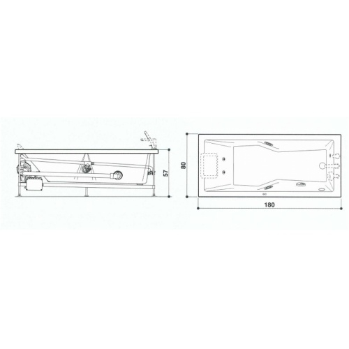 Baignoire balnéo Energy rectangulaire 180x80 - Tête à Gauche - Base Schéma energy 180 jacuzzi Baignoire balnéo Energy rectangulaire 180x80 - Tête à Gauche - Base Schéma energy 180 jacuzzi