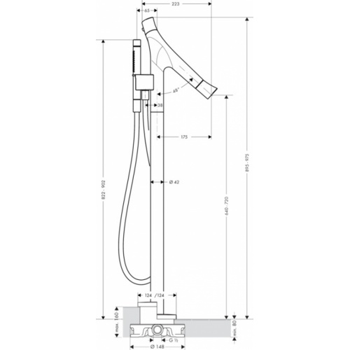 Mitigeur Bain/Douche set de finition Axor Starck Organic - 12016000 Axor starck organic mitigeur bain douche, set de finition 12016000 schéma