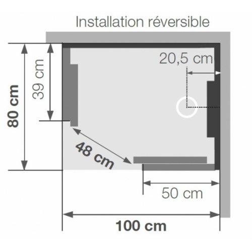 Cabine de douche Kineform Thermostatique 100x80 - Coulissante - Acier Kineform100 cote coulissante