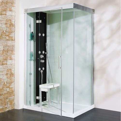 Cabine de douche Kineform Hydrobrumisante 120x90 - Pivotante - Perle Noire