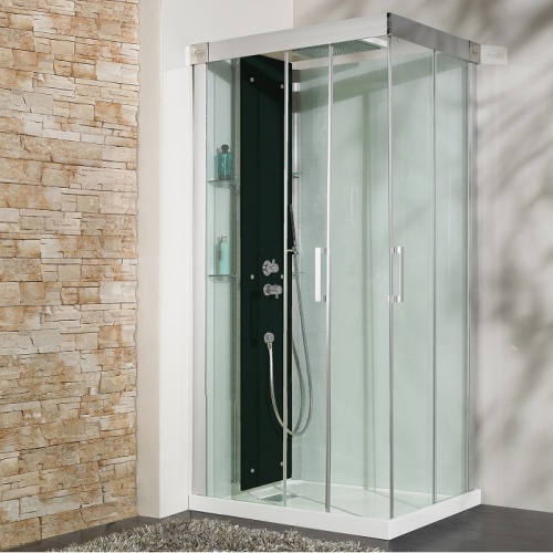 Cabine de douche Kineform Thermostatique 120x90 - Coulissante - Perle Noire Cabine de douche Kineform Thermostatique 120x90 - Coulissante - Perle Noire