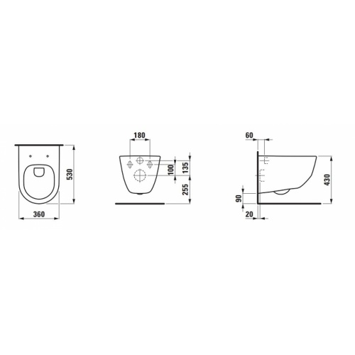 Cuvette suspendue Rimless LAUFEN PRO avec abattant Slim