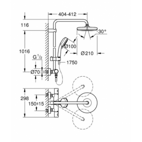 Colonne de douche thermostatique Tempesta Cosmopolitan System 210** 27922001 tempesta grohé Colonne de douche thermostatique Tempesta Cosmopolitan System 210** 27922001 tempesta grohé