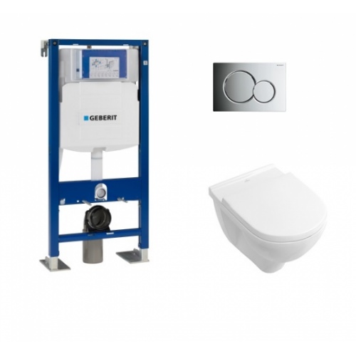 Pack WC Geberit UP320 + Cuvette O.Novo Compacte VILLEROY + Plaque Sigma Chromé Brillant