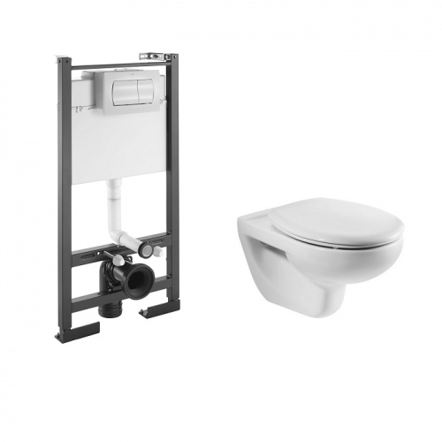 Ensemble WC Bâti-support N-Fix universel + plaque Blanche + cuvette MITOS - ROCA Ensemble WC Bâti-support N-Fix universel + plaque Blanche + cuvette MITOS - ROCA