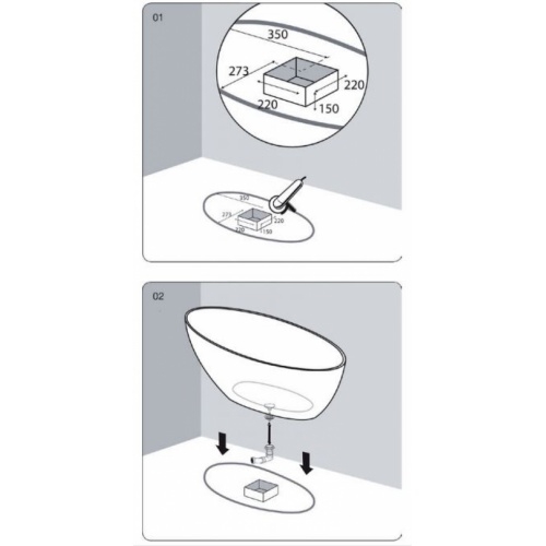 Baignoire ilôt Design CEDAM 170x85 Eros Installation eros cedam Baignoire ilôt Design CEDAM 170x85 Eros Installation eros cedam