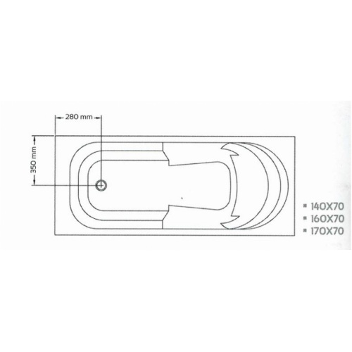 Baignoire rectangulaire FANY 170x70 cm Fany 140x70 schéma