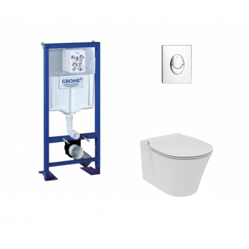 Pack WC Grohe Rapid SL + Cuvette Aquablade Connect Air + Plaque Chromée