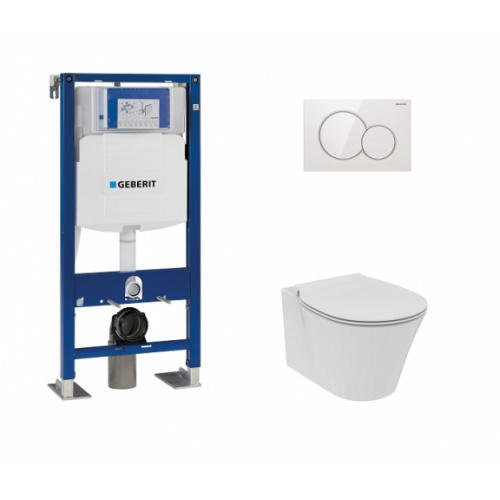 Pack WC Geberit UP320 + Cuvette Aquablade CONNECT AIR + Plaque Sigma Blanche