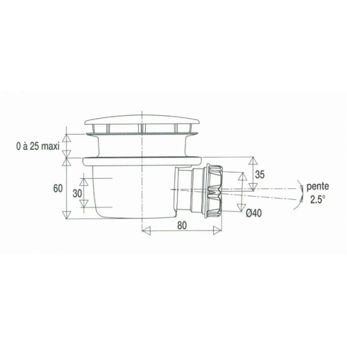 Bonde extra plate pour receveur de douche, Diam.90 mm, VALENTIN