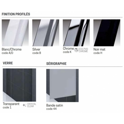 Paroi fixe GIADA H 90 cm - Bande Satin - Silver Coloris GIADA Paroi fixe GIADA H 90 cm - Bande Satin - Silver Coloris GIADA