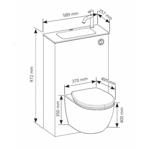 Pack WC suspendu avec lave-mains intégré + abattant frein de chute