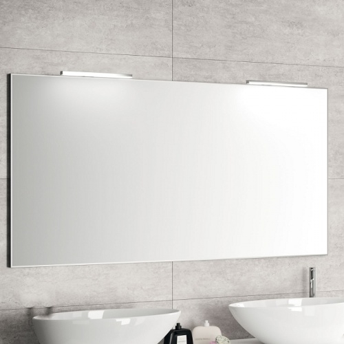 Meuble double-vasque STEEL 120 cm - Acier Blanc + Hêtre Lamina Foncé Miroir simple + 2 appliques Meuble double-vasque STEEL 120 cm - Acier Blanc + Hêtre Lamina Foncé Miroir simple + 2 appliques