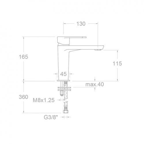 Mitigeur de lavabo mi-haut ALEXIA Or brossé 3604 Mitigeur de lavabo mi-haut ALEXIA Or brossé 3604