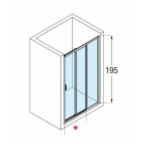 Paroi de douche 2 portes coulissantes + 1 fixe LUNES 2.0 3PH 95 cm - Transparent - Silver - Ouv. Droite 0 3ph schéma droite