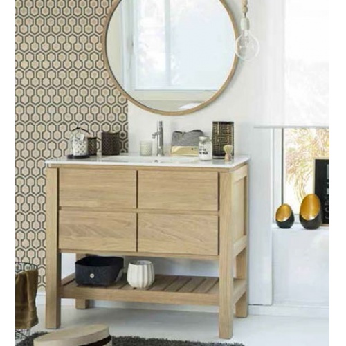 Meuble simple vasque EASY 80 cm Chêne Massif Meuble simple vasque EASY 80 cm Chêne Massif