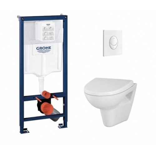 Pack WC Grohé Rapid SL Mural + Cuvette Villeroy et Boch O'Novo + Plaque Blanche**