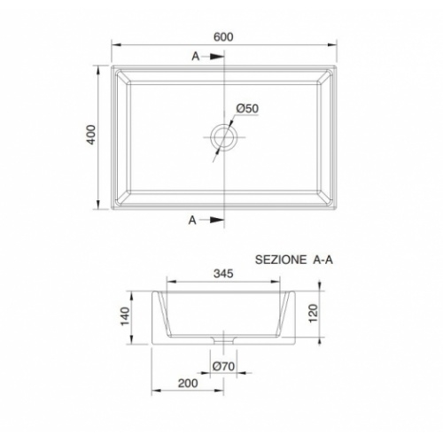 Vasque à poser TEOREMA 2.0 60 cm 0 5101 schéma