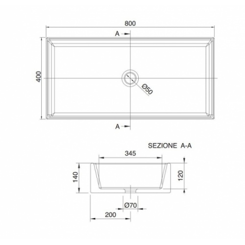Vasque à poser TEOREMA 2.0 80 cm 0 5102 schéma Vasque à poser TEOREMA 2.0 80 cm 0 5102 schéma