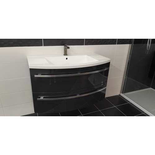 Meuble Simple Vasque Ondine 100 Cm Laque Anthracite