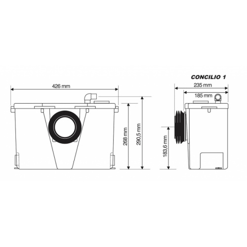 Broyeur WC 1 entrée - Fabrication Francaise Broyeur schéma concilio1 Broyeur WC 1 entrée - Fabrication Francaise Broyeur schéma concilio1
