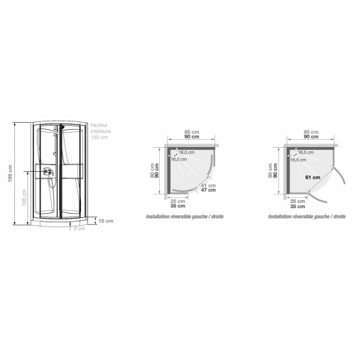 Cabine de douche Kineprime faible hauteur - Coulissante - 1/4 de Rond 90cm - Thermo KINEPRIME 9 cm 1/4 Rond Cabine de douche Kineprime faible hauteur - Coulissante - 1/4 de Rond 90cm - Thermo KINEPRIME 9 cm 1/4 Rond